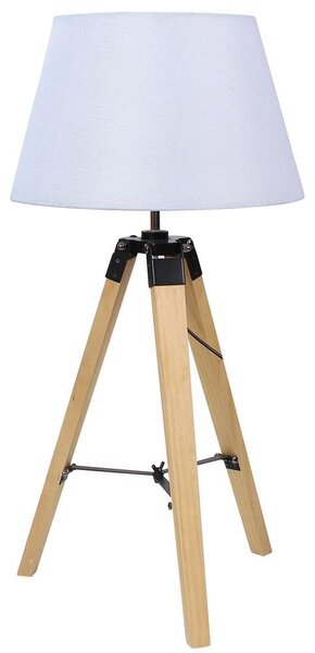 Stolní lampa trojnožka LUGANO - 1xE27, 60W, přírodní dřevo / bílá