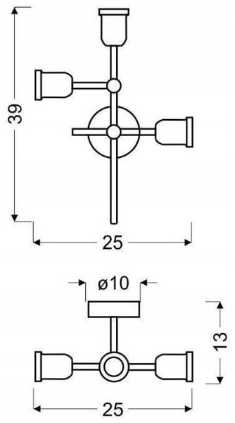 Stropní / nástěnné svítidlo KIRIMU - 3xE27, 60W, černé
