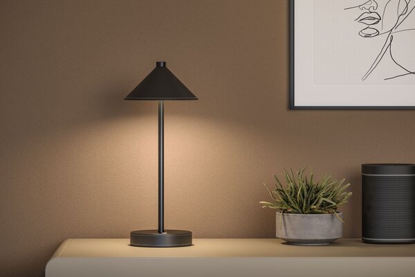 Paulmann 71175 Pellini, černá stolní lampička na baterii, 2W LED 3000-6500K, výška 37cm