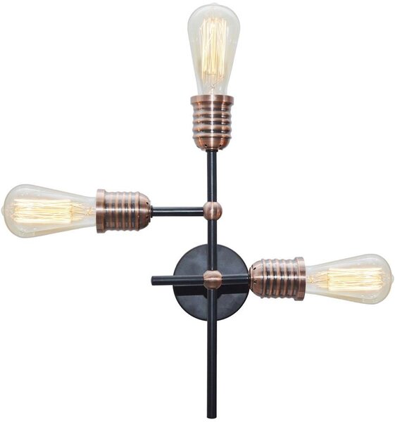Stropní / nástěnné svítidlo KIRIMU - 3xE27, 60W, černé