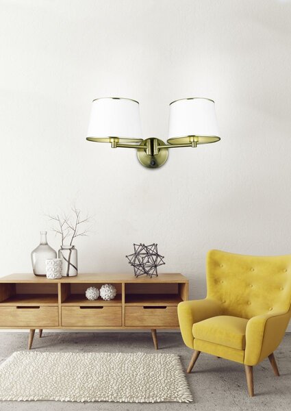Nástěnná čtecí lampa s vypínačem IBIS - 2xE14, 40W, patina / bílá