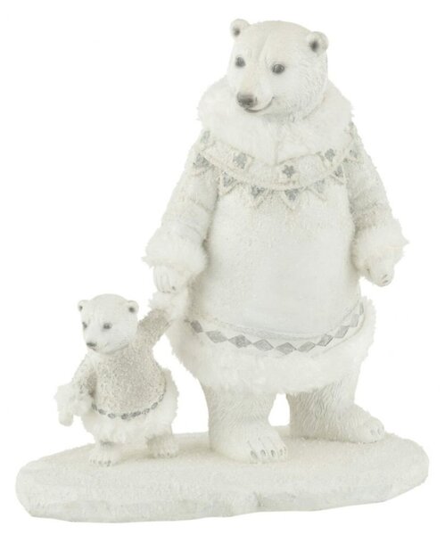 Okouzlující vánoční figurka polární medvědice s mládětem Polar Bear – 14*24*26 cm - J-Line by Jolipa