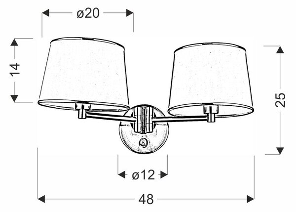 Nástěnná čtecí lampa s vypínačem IBIS - 2xE14, 40W, stříbrná / bílá
