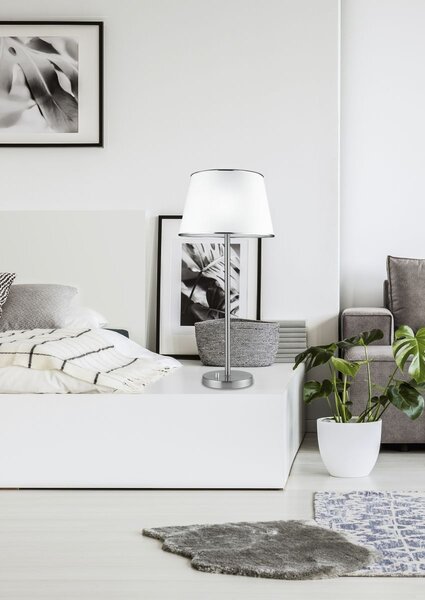 Klasická stolní lampa IBIS - 1xE14, 40W, stříbrná / bílá