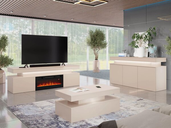 Sestava do obývacího pokoje HYDA 2 - písková béžová + LED osvětlení ZDARMA