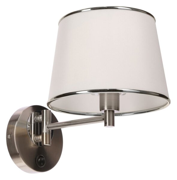 Nástěnná čtecí lampa s vypínačem IBIS - 1xE14, 40W, stříbrná / bílá