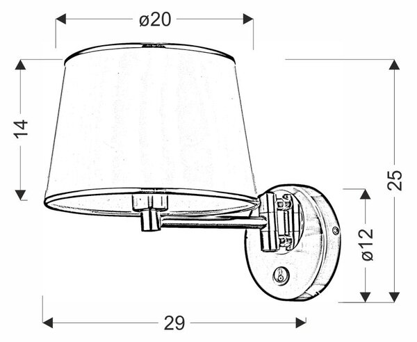 Nástěnná čtecí lampa s vypínačem IBIS - 1xE14, 40W, stříbrná / bílá