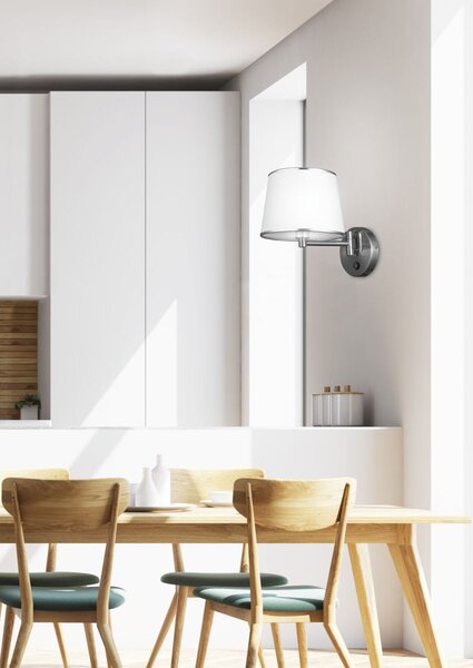 Nástěnná čtecí lampa s vypínačem IBIS - 1xE14, 40W, stříbrná / bílá