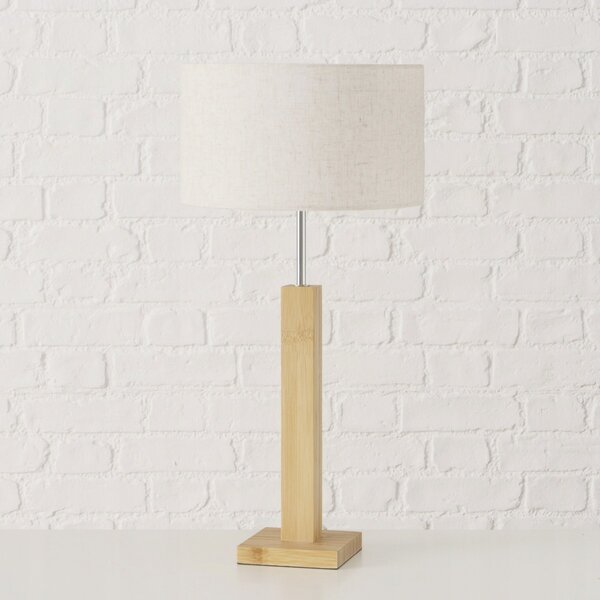 STOLNÍ LAMPA BÍLÁ BÉŽOVÁ S BAMBUSOVOU ZÁKLADNOU MODERNÍ BENITO 57X28 CM