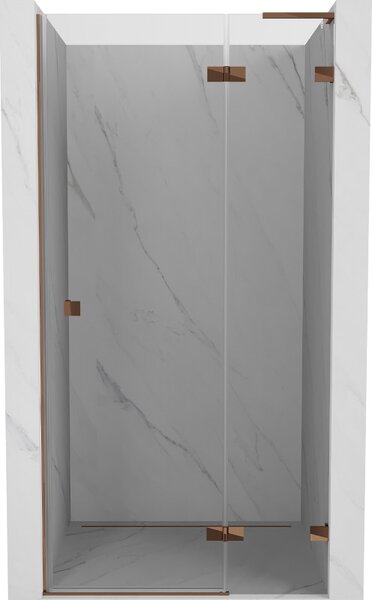 Mexen Lunar L, výklopné pravé sprchové dveře 70 cm, 8mm čiré sklo, růžové zlato profil, 834L-070-000-60-00-P