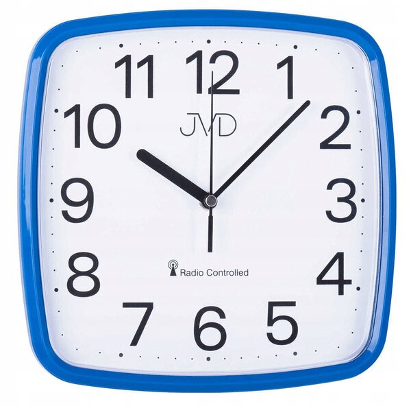 MALÉ MODRÉ RÁDIOVĚ ŘÍZENÉ ČITELNÉ HODINY NA ZEĎ JVD RH616.5 24 c