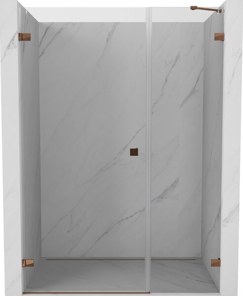 Mexen Lunar-B, levé otočné sprchové dveře 110 cm, 8mm čiré sklo, růžové zlato profil, 832S-110-050-60-00-L
