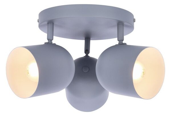 Stropní bodové osvětlení AZURO - 3xE27, 40W, kulaté, matné šedé
