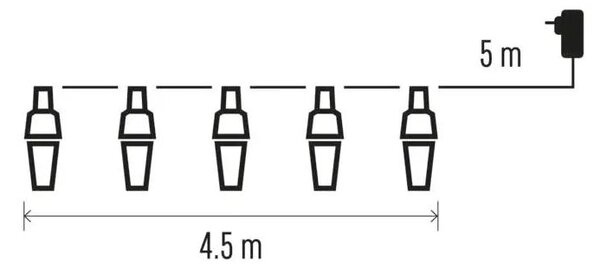 Emos LED světelný párty/vánoční řetěz 10x kužel čirá, 4,5 m, venkovní i vnitřní, studená bílá