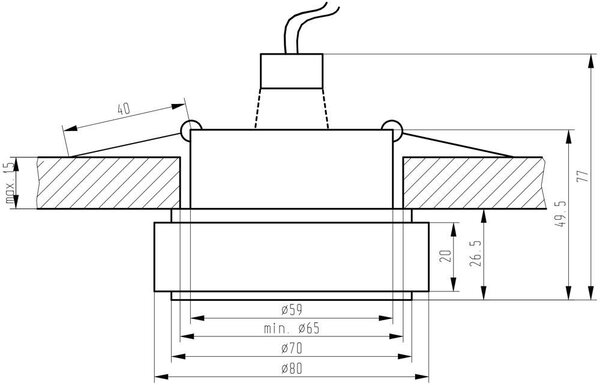 Podhledové stropní osvětlení JAKOL - 1xGU5,3, MR16, 50W, 8cm, kulaté, čiré
