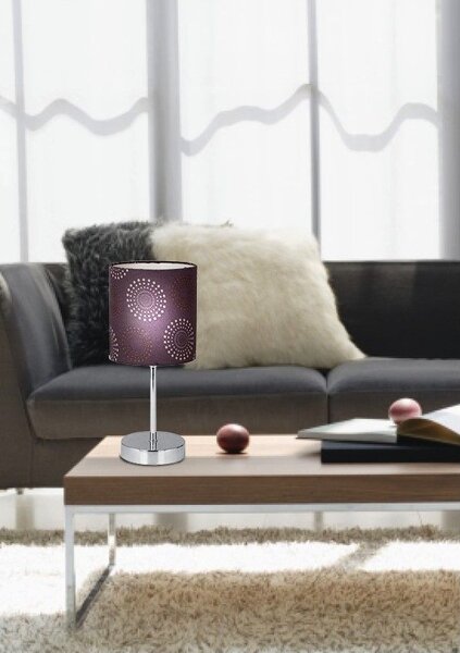 Moderní stolní lampa EMILY - 1xE14, 40W, chromovaná / hnědá
