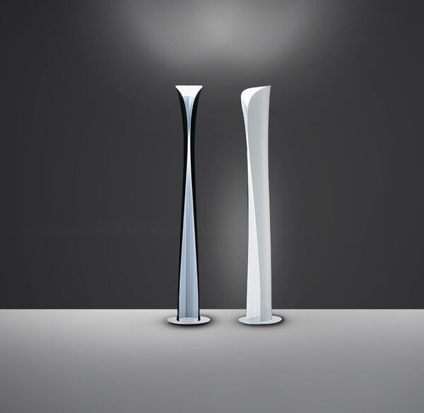 Artemide 1361W10A Cadmo, designová stojací lampa s černou vnější a bílou vnitřní úpravou se stmívačem, 44W + 10W LED 2700K, výška: 174cm