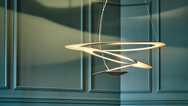 Artemide 1249020A Pirce micro sospensione LED, zlaté designové závěsné svítidlo, 27W LED 3000K, 46x48cm