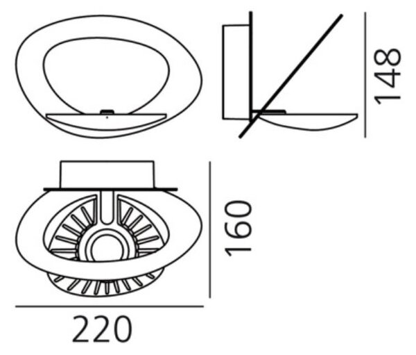 Artemide 1248010A Pirce micro wall, bílé designové nástěnné svítidlo, 27W LED 3000K, šířka: 22cm