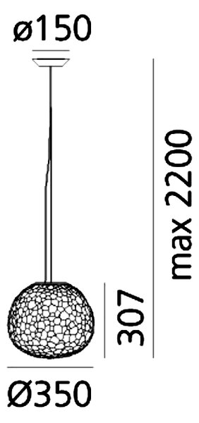 Artemide 1702010A Meteorite suspension 35, závěsné designové svítidlo z foukaného skla, 1x150W E27, prům. 35cm