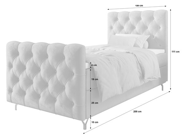 Čalouněná boxspringová postel 120x200 ADRIA PLUS 2 - hnědá