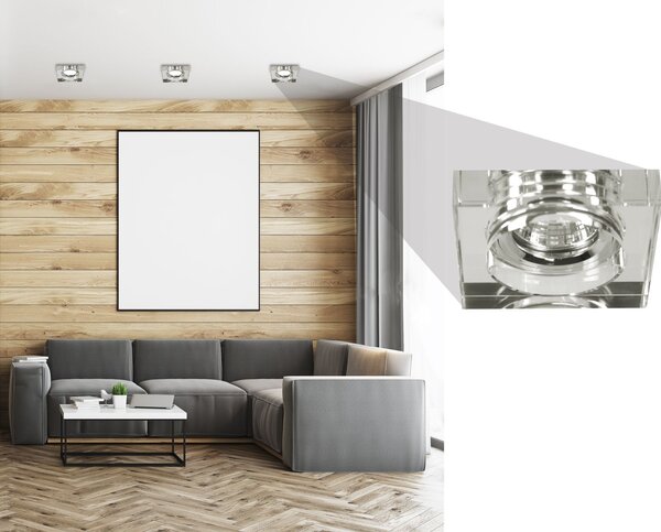 Zápustné stropní osvětlení CLARKSTON - 1xGU5,3, MR16, 50W, chromované / čiré
