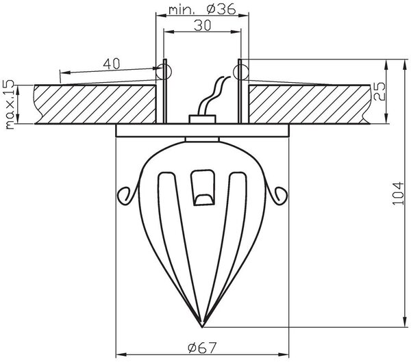 Stropní podhledové bodové osvětlení CANTWEL - 1xG4, 20W, chromované