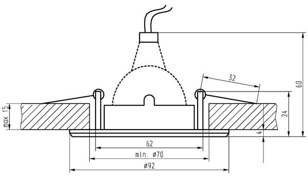 Vestavné stropní bodové světlo MILOP - 1xGU5,3, MR16, 50W, 9,2cm, kulaté, stříbrné