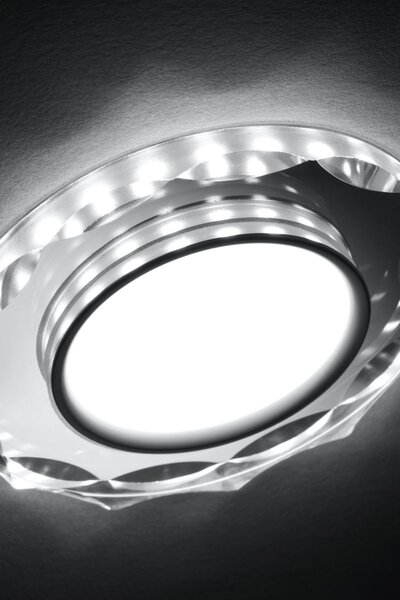 LED stropní zápustné svítidlo ROSSAE - 8W, 6500K (studená bílá), 11cm, bílé / čiré