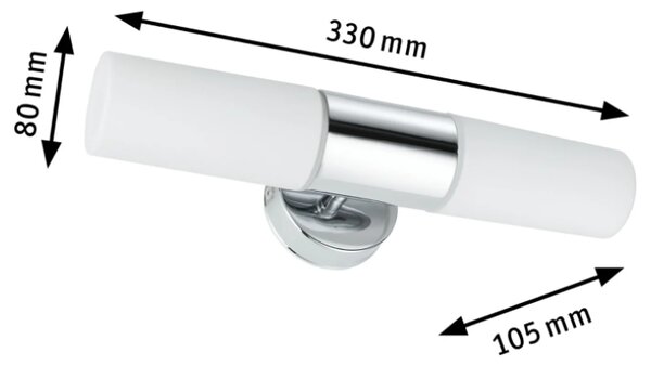Paulmann 70350 Lenia, nástěnné svítidlo do koupelny pro osvětlení k zrcadlu, 2x40W, délka: 33cm, IP44
