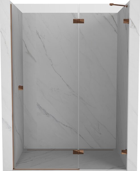 Mexen Lunar, pravé otočné sprchové dveře 130 cm, 8mm čiré sklo, růžové zlato profil, 834-130-000-60-00-P