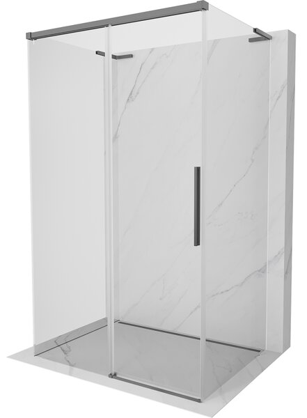 Mexen Rox-3SL, 3-stěnný výsuvný sprchový kout 105 x 75 cm, 8mm čiré sklo, grafitový profil, 8C2L-105-075-95-00-3S