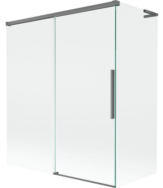 Mexen Rox, L posuvná 2-křídlová vanová zástěna 140 + 70 x 150 cm, 8mm čiré sklo, grafitový profil, 8C9L-140-070-95-00