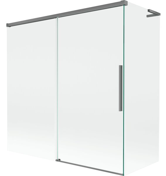 Mexen Rox, L posuvná 2-křídlová vanová zástěna 160 + 70 x 150 cm, 8mm čiré sklo, grafitový profil, 8C9L-160-070-95-00