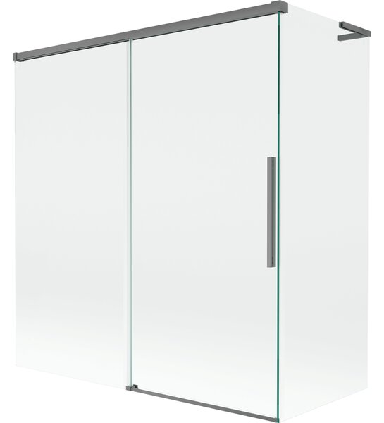 Mexen Rox, L posuvná 2-křídlová vanová zástěna 150 + 70 x 150 cm, 8mm čiré sklo, grafitový profil, 8C9L-150-070-95-00