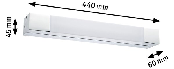 Paulmann 79714 Quasar, hranaté svítidlo nad zrcadlo do koupelny, 7,5W LED 3000K, délka 44cm, IP44