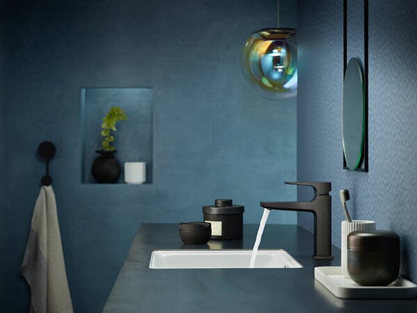 Hansgrohe Metropol Umyvadlová baterie 110 s plnou pákou a odtokovou soupravou Push-Open, kartáčovaný černý chrom 32507340