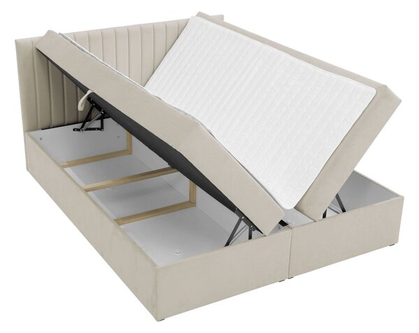 Boxspringová manželská postel 180x200 VASHON 1 - světlá béžová + topper ZDARMA