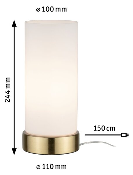 Paulmann 77055 Pinja, stolní dotyková lampa, 1x40W, mosaz, bílé stínítko, 24cm