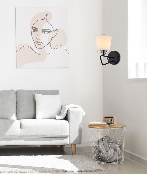Moderní nástěnné osvětlení MORLEY - 1xE14, 60W, černé / bílé