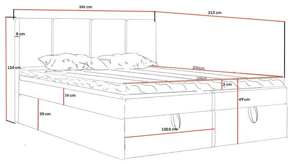 Hotelová manželská postel 200x200 GRETNA - béžová + topper ZDARMA