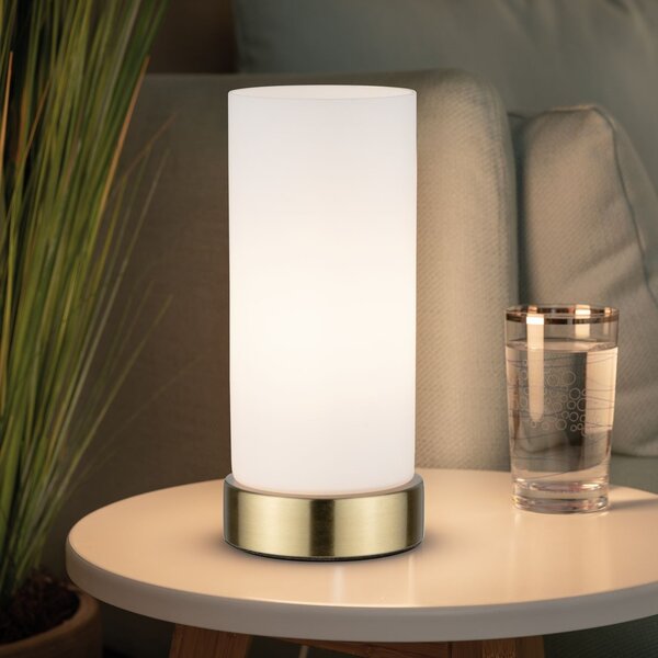 Paulmann 77055 Pinja, stolní dotyková lampa, 1x40W, mosaz, bílé stínítko, 24cm