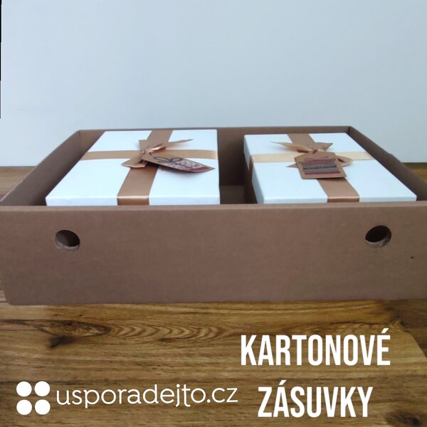 KARTON PAK Úložné boxy na oblečení, organizéry do skříně EKO KARTON 55x40x13cm - zásuvka