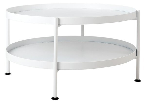 Nordic Design Bílý kovový konferenční stolek Nollan 60 cm s policí