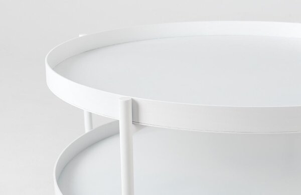 Nordic Design Bílý kovový konferenční stolek Nollan 60 cm s policí