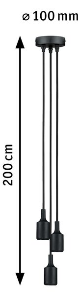 Paulmann 50382 Neordic Ketil 3, černé závěsné svítidlo, 3x max20W E27