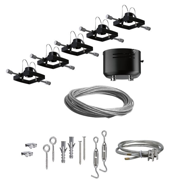 Paulmann 94290 Mac2, lankový systém, 5x max 10W LED 12V, černá, 500cm