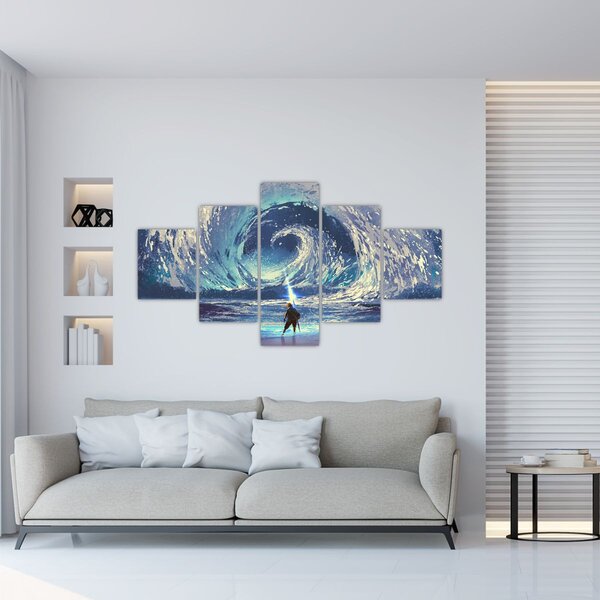 Obraz - Ilustrace kluka s kopím (125x70 cm)