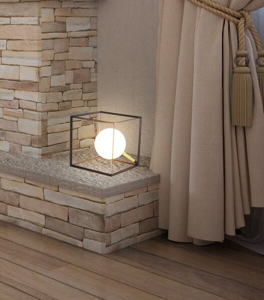 Stolní industriální lampa WEERT - 1xG9, 28W, 20x20cm, černá / zlatá