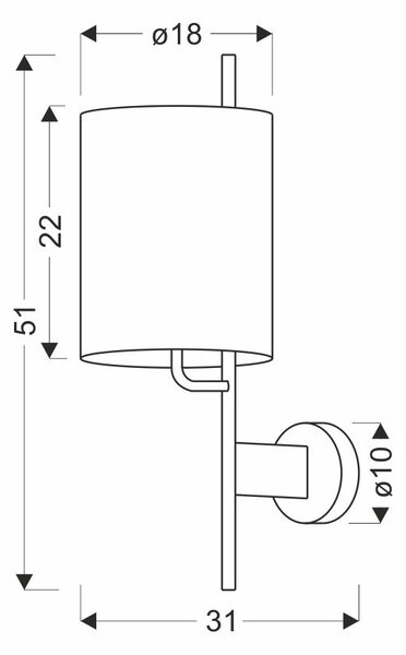Moderní nástěnná lampa TOKYO - 1xE27, 40W, černá / bílá